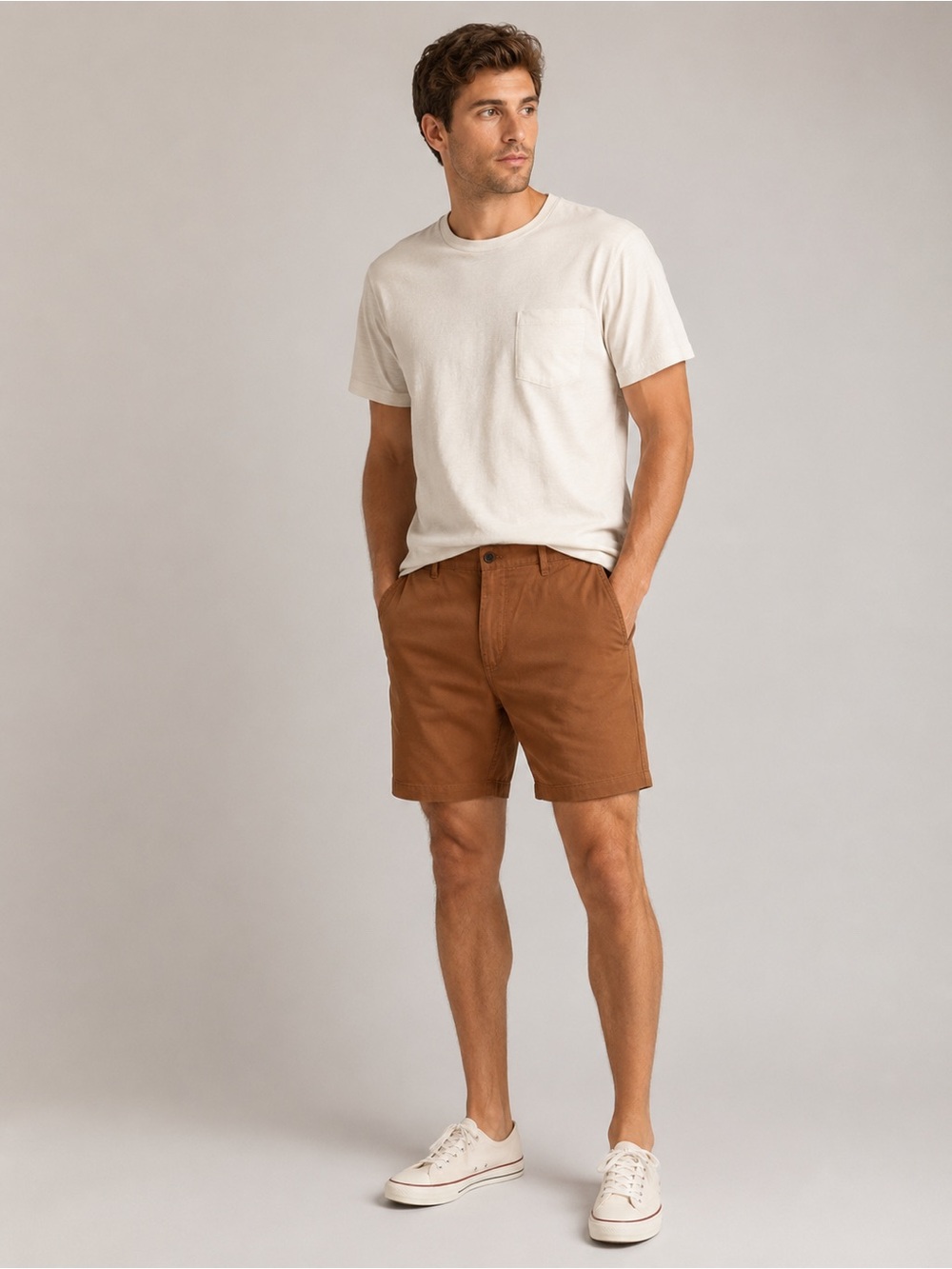 Bonobos Everyday Brown Orange Cotton Blend Flat Front Shorts Mens Size 36”